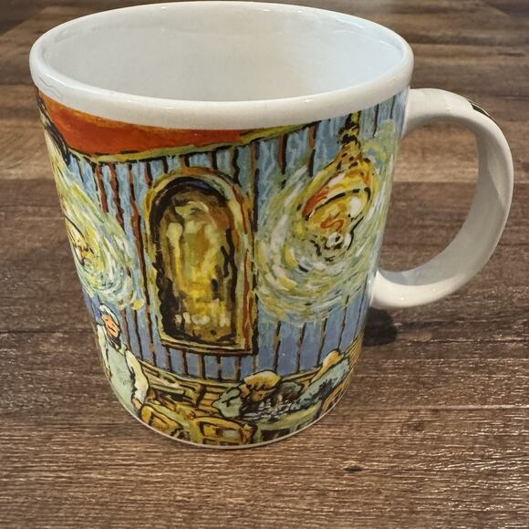 Starbucks Barista Inside Coffee Shop Vincent Van Gogh Mug 2001 Rare READ - Picture 1 of 6
